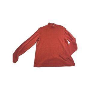 Division of Graff Turtleneck Long Sleeve Top Rust Orange Textured Knit Size M